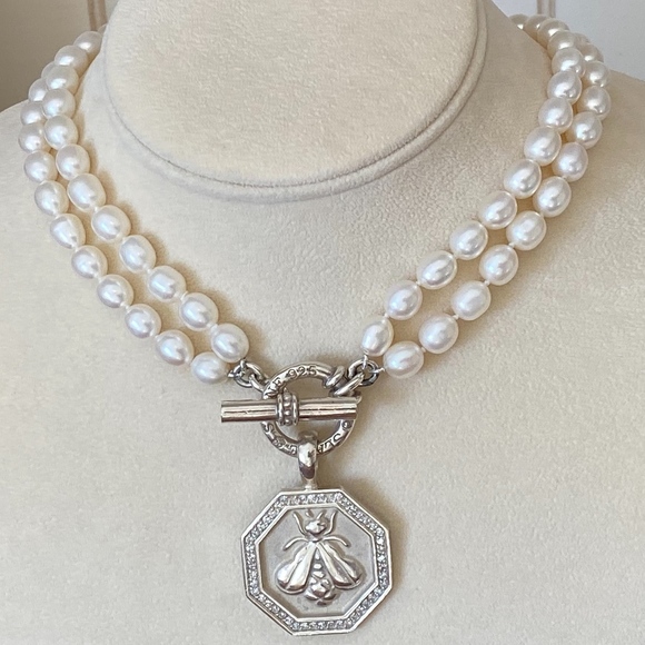 SLANE Jewelry - Slane ~ JUMBO Diamond BEE Enhancer Pearl Necklace
